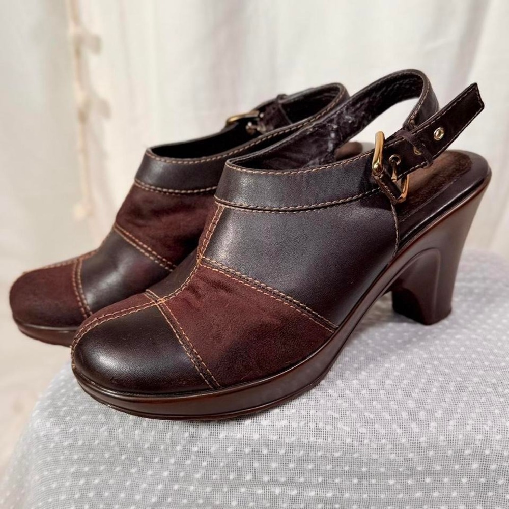 Tommy Hilfiger Patchwork Leather Slingback Heels … - image 1